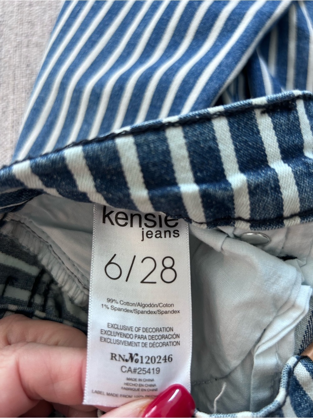 Kensie Jeans Girls Navy White Wide Leg Vertical Stripe Jeans. NWT Size 6/28 - Picture 9 of 10